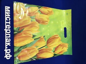 Пакет Солнечные тюльпаны 38х45см с прорубной ручкой Тико