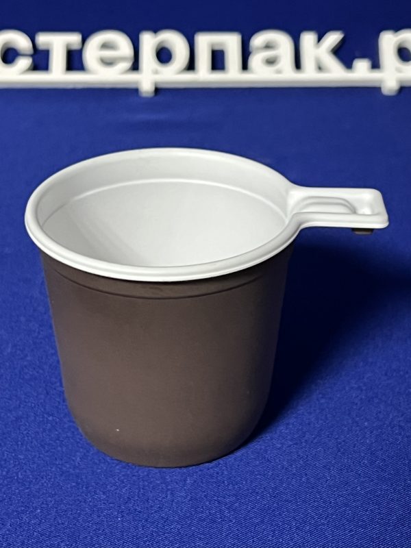Чашка кофейная 200мл бело-коричневая ПР